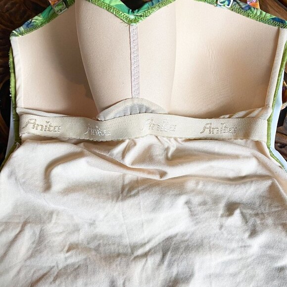 NEW Anita Tropical Leaf Print Ruched Detail Removable Strap One Piece Swimsuit S - Picture 7 of 8